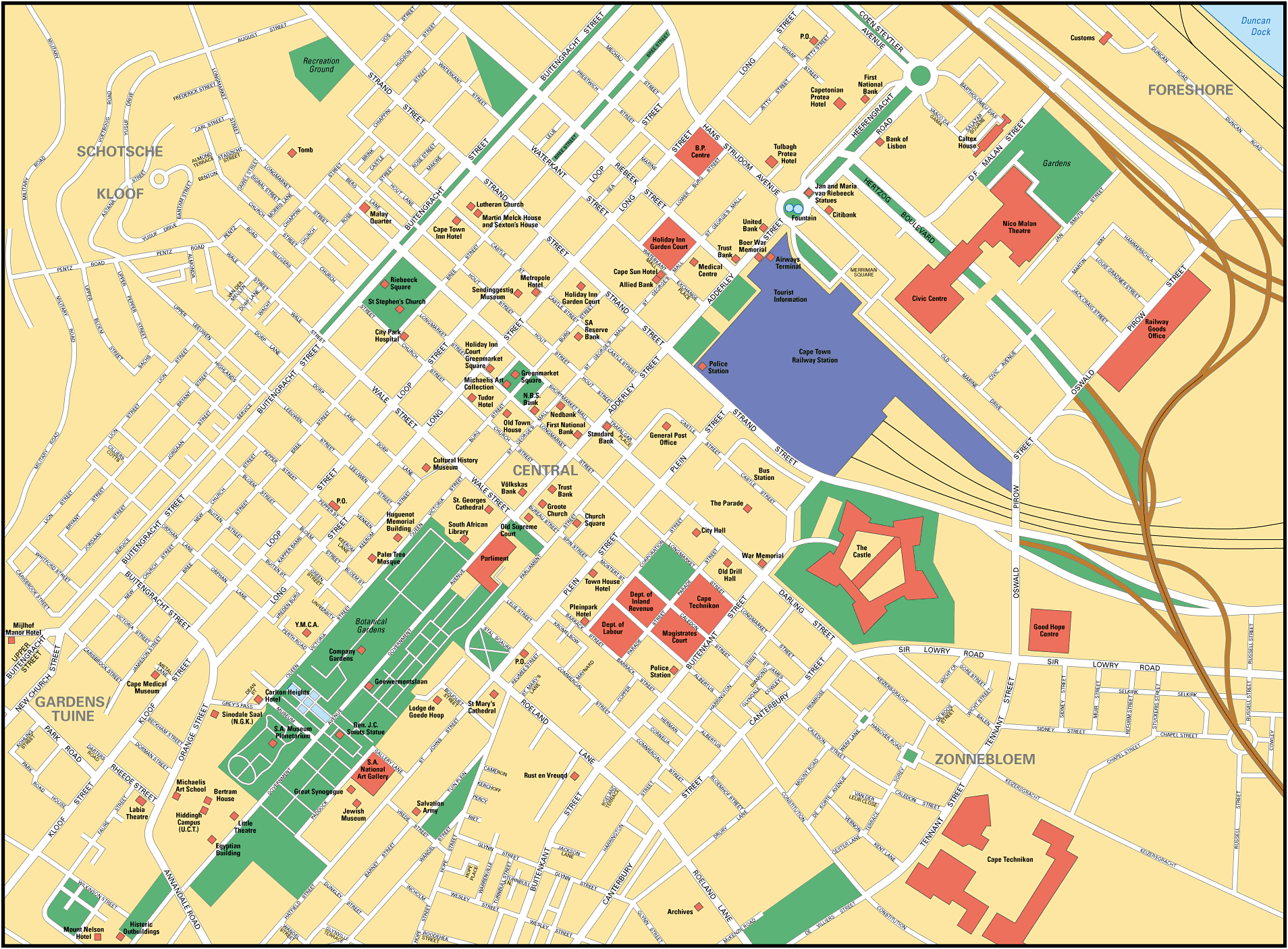 Mappa stradale Città del Capo
