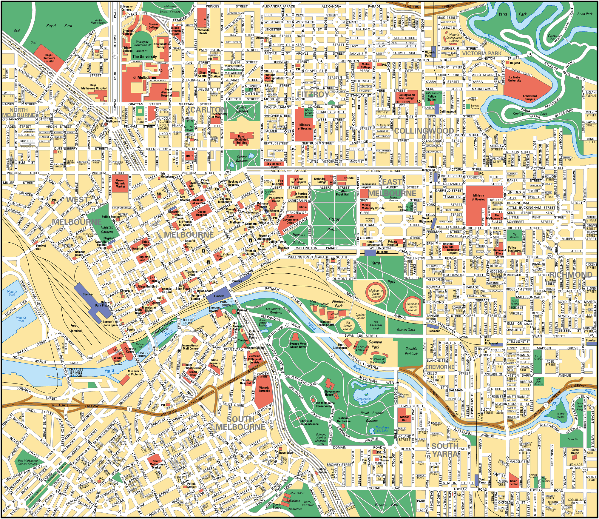 Mappa stradale Melbourne